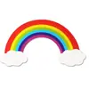 Decoração de bolo inserção de cartão grande arco-íris bandeira de bolo de aniversário estrelas arco-íris inserção de cartão de sobremesa grande depois da chuva