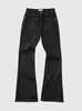 Jeans negros de pierna recta ajustados, versátiles, elegantes, de marca de moda americana de alta calle, de moda, plisados, acampanados, para hombre