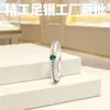 Pulsera Cerrada Hueca de Plata Pura 999 con Circonita Verde para Mujer, Suministro Directo de Fábrica de Joyería de Plata, Exclusivo Transfronterizo de Yiwu