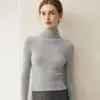 Nuevo suéter de punto 100% cachemira para otoño e invierno para mujer, con cuello alto apilado, corte ajustado, jersey de manga larga como capa base