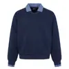 Sudadera falsa de dos piezas con cuello en V para hombre, estilo primavera y otoño, sudadera de punto con bloques de color a cuadros, holgada, moderna, estilo americano INS