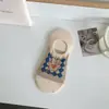 Meias femininas primavera e verão meias finas simples cartoon coração de menina cáqui meias invisíveis respiráveis absorventes de suor meias soquete fofas