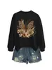 Amazon Wish sitio independiente moda casual elegante mujer estampado leopardo mariposa floral otoño e invierno sudadera comercio exterior transfronterizo