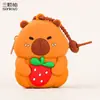 Bolsa Criativa de Fone de Ouvido com Desenho de Capivara Chaveiro Porta-Moedas Fofo de Capivara Pingente de Bolsa para Casal Pequeno Presente