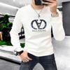 Sudadera Ajustada de Manga Larga con Letras de Pedrería para Otoño e Invierno, Calidad de Alta Gama, Jersey de Cuello Redondo, Marca de Moda para Hombre, Top de Personalidad Creativa