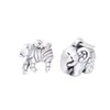 S999 Plata Pura Elefante Auspicioso Cebra Animal Estéreo Colgante Estilo Chino Retro Accesorios de Joyería con Cuerda Hechos a Mano DIY