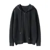 Cardigan de Tricô Yuanbao Stitch Kangsaixi 100% Caxemira Pura para Mulheres Roupa Externa Grossa e Quente Cardigan Versátil com Capuz