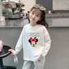 Camiseta Básica Estampa Cartoon Fofa Infantil 2026 Primavera e Outono Nova Gola Redonda Manga Longa para Meninas Algodão Puro