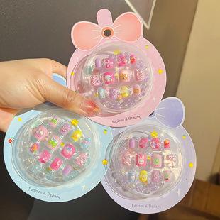 儿童指甲贴片女童可爱美甲贴成品可拆卸宝卡通配饰小女孩手链首饰