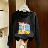 Nueva Camiseta de Manga Larga de Algodón Puro Estilo Dibujos Animados para Niñas Primavera y Otoño Ropa Infantil Linda Holgada Versátil Informal Camiseta Básica