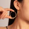 Pendientes de Círculo Geométrico Metálico de Cuero Sencillo para Otoño e Invierno Pendientes Geométricos Elegantes de Gama Alta con Estampado de Leopardo de Moda para Mujer