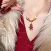 Collar Atmósfera Navideña Otoño e Invierno Moda Retro Diseño Personalizado Accesorios de Alta Gama Cadena Suave para Suéter Clavícula de Mujer