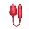 Masajeador Vibratorio de Doble Cabeza con Tema de Flor de Rosa, Estimulación Lingual y Huevo Vibratorio Retráctil para Provocar y Vibrar