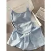 Nueva camisola azul claro 2026 verano nuevo pijama para mujer, estilo celebridad de internet conjunto coreano de ropa para el hogar