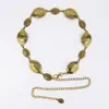 Estilo Boho Feminino Acessório de Cintura para Saia Sensação de Luxo Corrente para Calças Oval Metal Retro Esculpido Cinto
