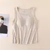 Camisola de Seda acanalada con tirantes anchos para mujer, estilo fino de verano, seda real con spandex, no necesita sujetador, top capa base