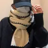 Bufanda de Lana de Punto de Alta Gama con Borde de Lana en Blanco, Adecuada para Estudiantes, Hombres y Mujeres, Parejas, Bufanda Cálida de Invierno para el Cuello con Cinta