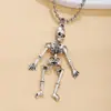 Collar Colgante de Calavera Calada Esqueleto Acero Inoxidable Punk Retro Nuevo Europeo y Americano Joyería para Hombre Venta al por Mayor