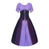 Vestido Vintage Medieval Europeu e Americano com Costura em Contraste, Cadarço na Cintura, Saia Ampla, Vestido Ombro a Ombro, Vestido Feminino