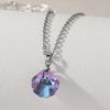 Collar de acero de titanio con forma de corazón de océano para mujer, colgante de concha de mariposa de cristal, cadena de lana, accesorios de gran venta transfronteriza