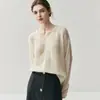 Suéter de Punto de Cachemira para Mujer de Color Sólido para Otoño e Invierno, Chaqueta de Punto Hueca con Cuello en V, Top Versátil Holgado Adelgazante