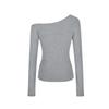 Camiseta sexy de manga larga con cuello inclinado y hombros descubiertos para mujer, estilo nuevo de otoño, diseño Spice Girl, corte entallado, adelgazante y chic.