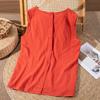 Tops sin mangas de algodón y lino para mujer 2025 Verano Delgados Cuello redondo Sueltos Reductores de edad Mamá Chaleco casual simple para mujer Moderno