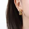 Retro nuevo malla Hueco Protección ambiental Diamante checo Pendientes de botón Joyería de gas Pendientes Acero de titanio Joyería que no se decolora Niñas
