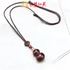 Collar de Calabaza Hueca de Palo de Rosa para Hombres y Mujeres Versátil Colgante de Sándalo Negro Cadena de Suéter Colgante Largo