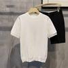 Playera de Punto de Manga Corta para Hombre Color Sólido Rayas Verticales Verano Ins Trendy Casual Top de Media Manga Cuello Redondo Camisa Básica de Negocios