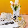 Copo de Vidro Transparente Estilo Europeu com Bloco de Diamante para Velas Suporte para Velas de Aromaterapia Adereços de Casamento Artesanato em Vidro para Arranjos