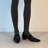 Versión de Piel de Oveja~Zapatos Planos Retro de Punta Cuadrada con Tira Cruzada, que Aumentan la Altura, de Corte Bajo, Elegantes Zapatos Mary Jane Sencillos de Estilo Francés para el Trabajo
