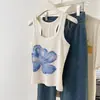Elegante Chaleco Retractor de Senos con Tirantes y Estampado de Orquídeas Pequeñas para Mujer en Verano, Versátil Chaleco Corto Ajustado sin Mangas Estilo Hot Girl