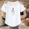 Camiseta de Algodón Puro con Hilo de Manga Corta para Mujer Deseo Puro Chicas Calientes Verano Corto Ajustado Versátil Bajo Arco Top de Moda para Mujer