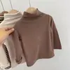 Camiseta Térmica de Terciopelo Grueso para Niños Cuello Semi Alto de Terciopelo Alemán Manga Larga Rayas Ropa de Otoño e Invierno para Niños y Niñas Tops de Cuello Alto