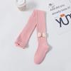 Primavera Nuevo Estilo Algodón Relleno Lazo Rayas Finas Calcetines Pantimedias Abiertos para Bebé Leggings Exteriores