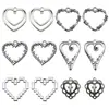 Colgante Hueco con Forma de Corazón de Plata Antigua con Pinchos DIY Collar Pendientes Accesorios de Joyería de Aleación con Forma de Corazón Colgante Transfronterizo