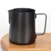 Xícara de Latte Art Teflon Preta Atacado Bico de Café de Aço Inoxidável Jarra para Espumar Leite Fornecimento Exclusivo Transfronteiriço
