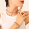 Conjunto de pendientes, collar y pulsera de circonitas de color con diseño de nicho, de acero de titanio transfronterizo, resistente a la decoloración, joyería al por mayor.