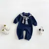 Macacão Tricot Color Block Outono Novo para Recém-Nascido Dianxi Roupa Casual Elegante de Manga Longa com Abertura entre as Pernas para Engatinhar