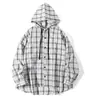 2026 Nueva Camisa a Cuadros para Hombre Estilo Retro Americano Cuadros con Capucha Protección Solar Manga Larga Top para Hombre