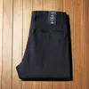 Pantalones de algodón sarga gruesa de alta gama para hombre, suaves y elásticos, con textura, para otoño e invierno, lavados, rectos, de estilo business casual