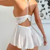 Lingerie Erótica Renda Tela Alça Transparente Sexy Estilo Europeu e Americano Transfronteiriço Conjunto de Pijama Noturno Feminino para Comércio Exterior