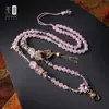 Nueva Cadena de Amuleto Budista Tailandés con Collar de Cristal Rosa, Longitud Ajustable, Hebilla Colgante Versátil para Mujer, Borla China