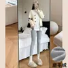 Leggings listradas verticais tridimensionais para outono e inverno, calças elásticas modeladoras cinzas para usar por cima, calças base caneladas de cintura alta confortáveis para afinar