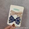 Dulce Estilo Universitario Lindo Niña Infantil Caqui Azul Tíbet Cuadros Pequeño Lazo Pinza Lateral Flequillo Pinza Juego