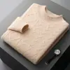 Nuevo Suéter de Cachemir Jacquard de Cuello Alto Medio para Hombre Otoño e Invierno 2026 de Manga Larga Engrosado Cálido Jersey de Punto de Cachemir