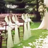 Decoración de Boda Transfronteriza Malla de Gasa Blanca Silla Pasillo Escena de Iglesia Floral Cortina de Gasa para Respaldo de Silla Decoración de Boda al Aire Libre