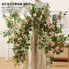 Guirnalda de Rosas Artificiales Flor Falsa Decoración de Conducto de Aire Acondicionado Cubierta de Enredadera Planta de Enredadera de Plástico Paisajismo Techo Pared