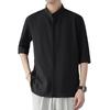 Camisa de Manga Corta con Cuello Mao de Estilo Chino Nuevo para Hombre Verano Nueva Camisa Nicho con Caída de Seda Helada Camisa de Media Manga Elástica